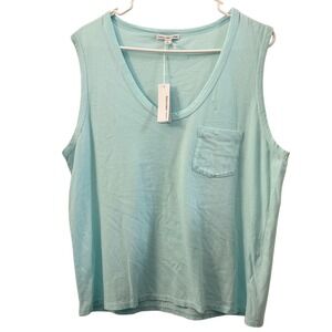 Standard James Perse Women's Aqua Blue V Neck Pocket Tank Top Size 4 / XL